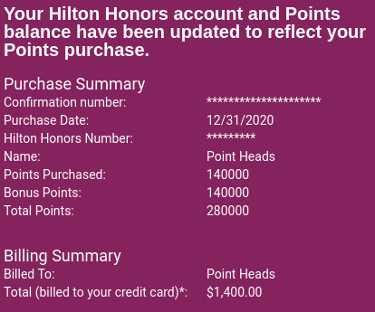 Hilton Buy Points